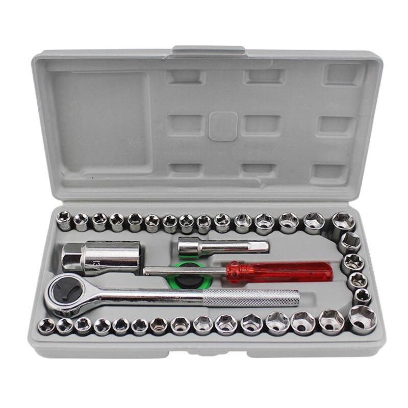 Bộ dụng cụ vặn ốc đa năng 40 chi tiết, bộ khẩu mở siết ốc và bugi đa năng 40 chi tiết tiện lợi cao cấp,bộ khẩu đa năng