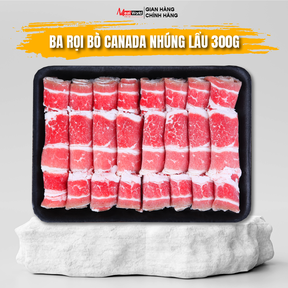 Thịt Ba Rọi Bò Canada Nhúng Lẩu Meat World 300g - Short Plate Canada Beef 2mm