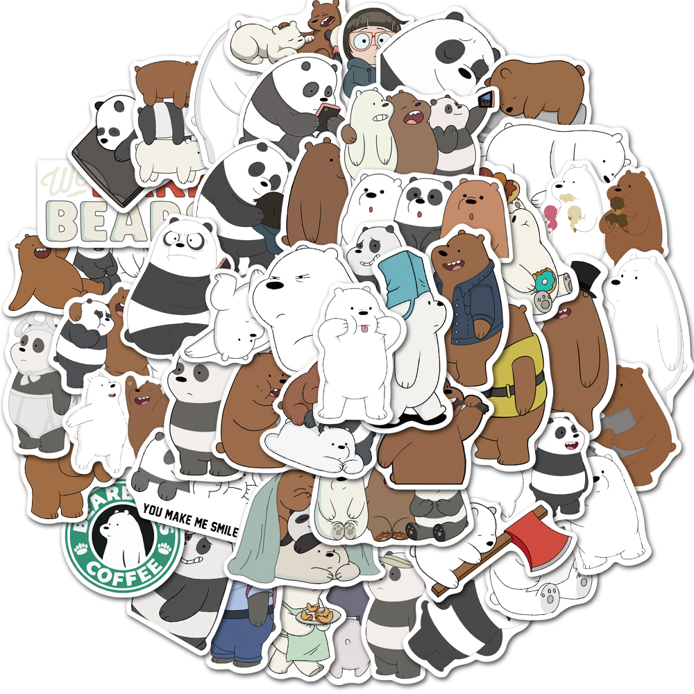 Set 50 sticker we bare bears chống thấm nước