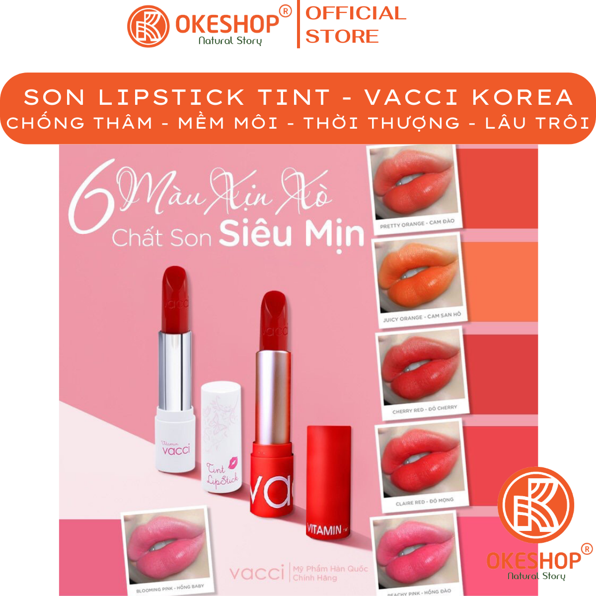 Son vitamin vacci dưỡng môi lâu phai - siêu cute - siêu son - siêu mềm mượt - căng mọng
