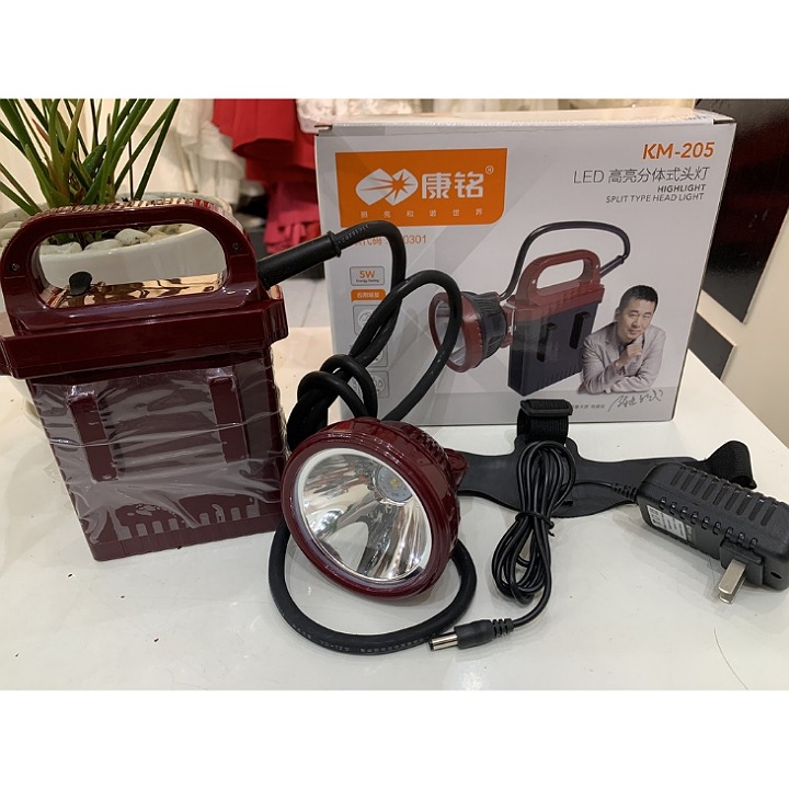 Đèn pin đội đầu KM-205 dùng bình ắc quy siêu sáng bảo hành 12 tháng