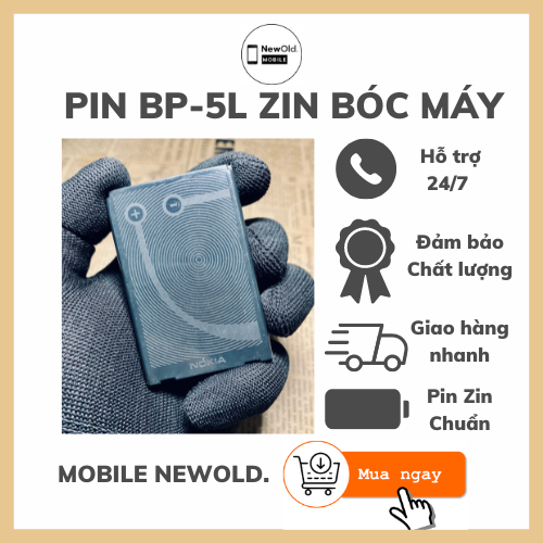 Pin nokia bp-5l zin cũ bóc máy cho nokia e61 | e62 | 7710 | 7700 | 9500 | n800 | n92.....