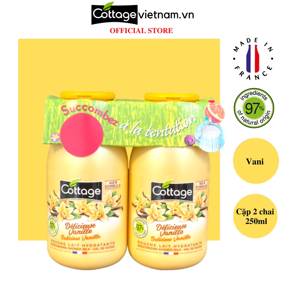 Sữa tắm dạng gel Cottage 2 chai 250ml Hương Hoa Vani