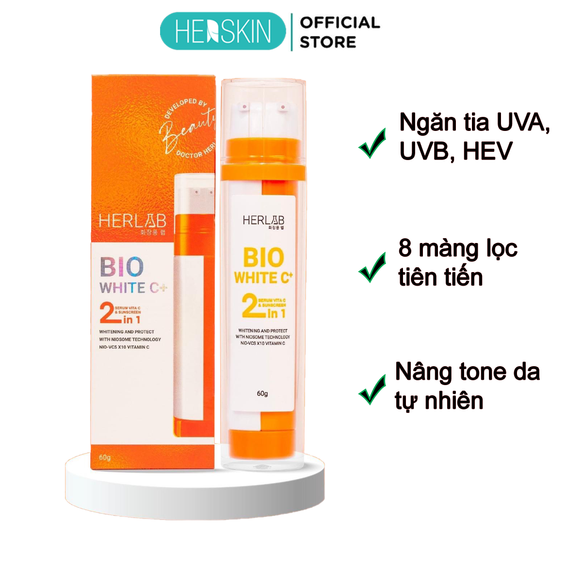 Kem chống nắng quang phổ rộng HerLab Bio White C+ HerSkin 60g