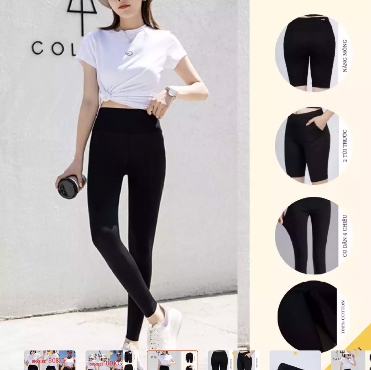 Quần legging ngố Choobe cạp chun vải cao cấp thun ngố nữ co giãn tốt dáng ôm