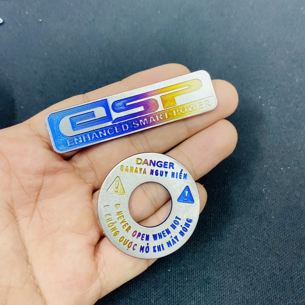 Combo tem titan dán NẮP NƯỚC và logo ESP dán pô e các dòng xe Vario, Click, Vision, AB