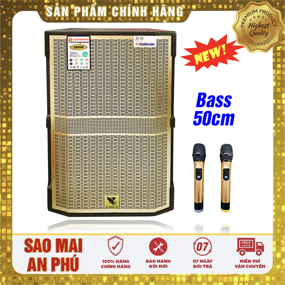 [Trả góp 0%]Loa Kéo Karaoke Loa Bluetooth ATANNOII GD1813 Thùng gỗ 5 tấc Tặng kèm 2 micro không dây Uhf