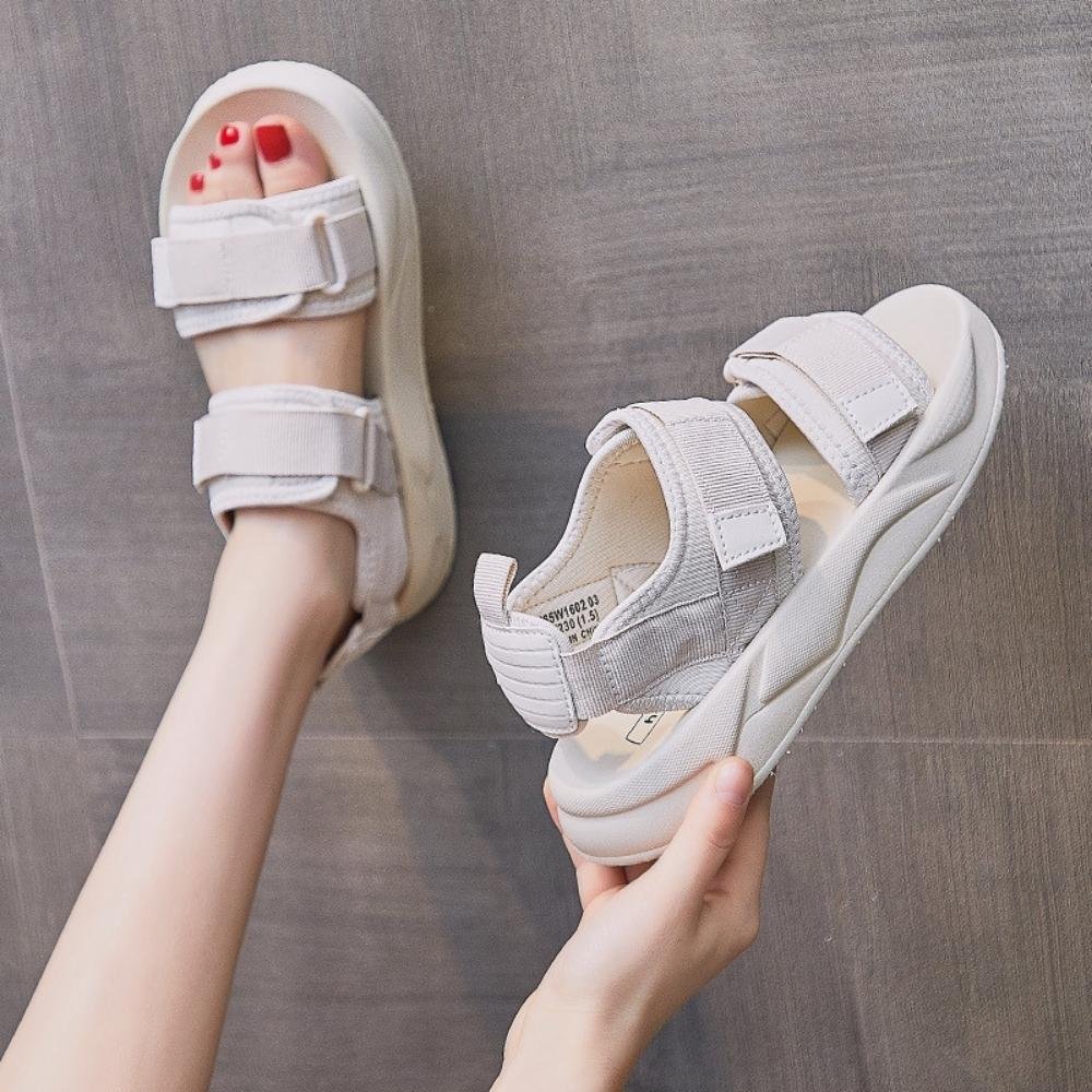 Sandal nữ nam [Shop Giày Lù] Dép quai hậu xăng đan 3 quai hai màu đen kem size 36-43 hàng VNXK