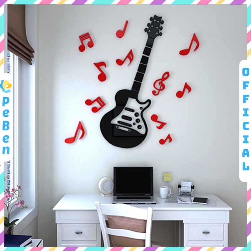 Tranh mica EPeBen dán tường nổi 3d hình đàn electric guitar spirit rock decor trang trí phòng nhạc