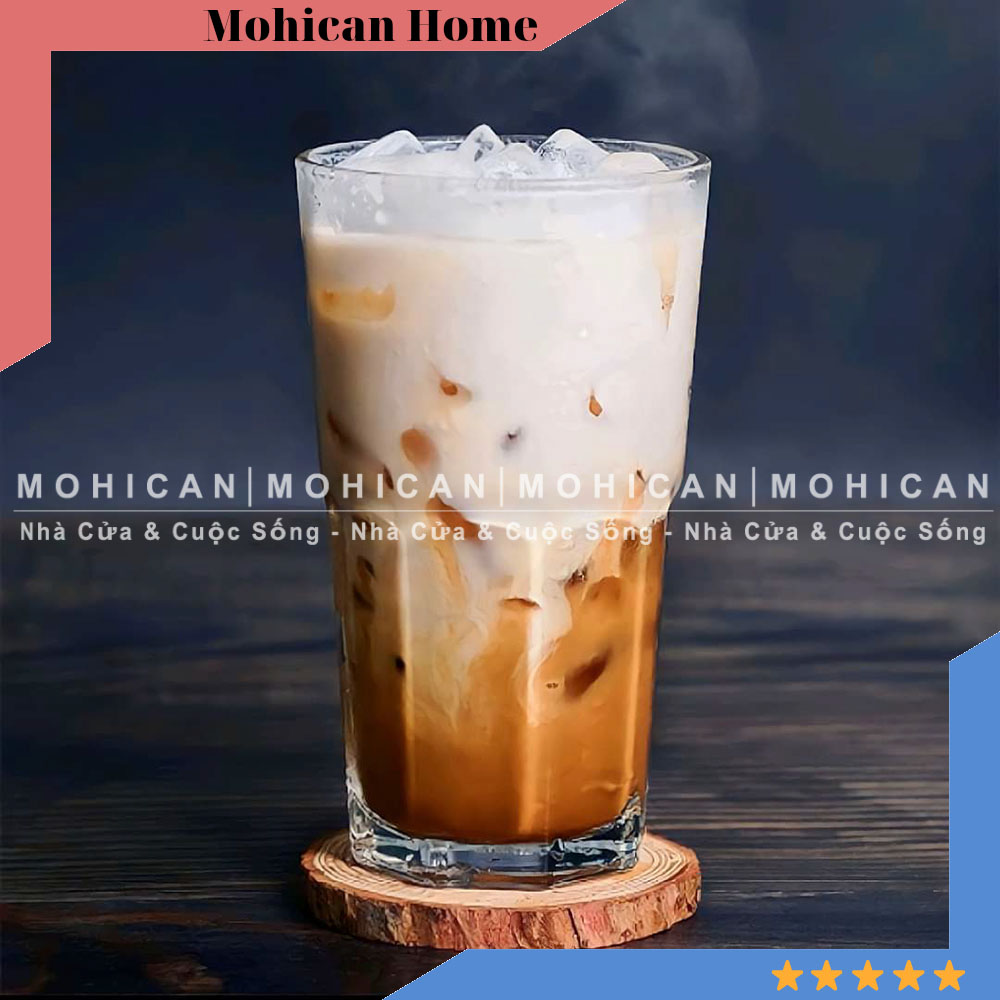 Ly thủy tinh cà phê Ocean Centra Long Drink 420ml, cốc sọc khía trong suốt, tiện lợi, an toàn MOHICAN OCEG-P01962