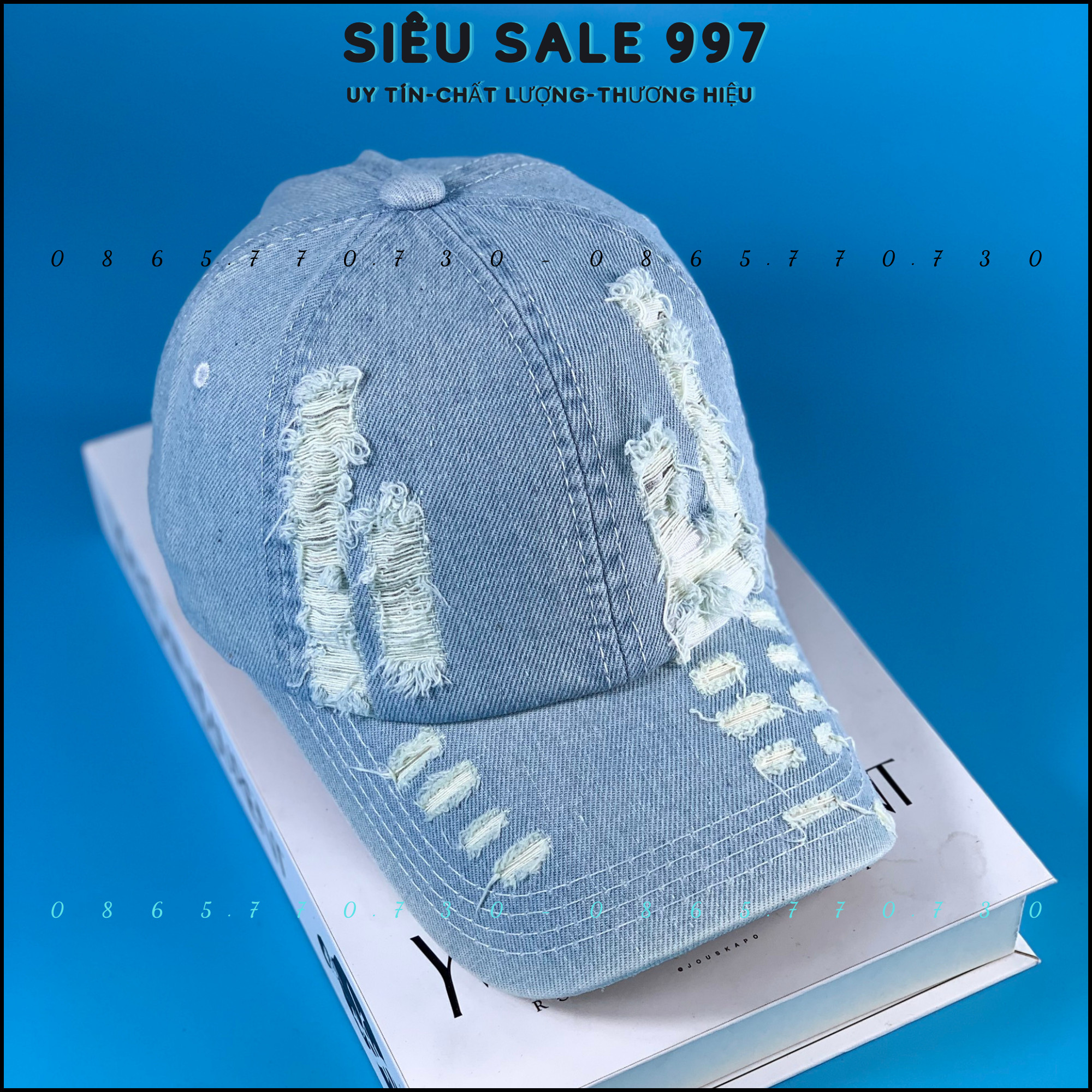 NÓN LƯỠI TRAI JEAN RÁCH SIÊU XỊN THỜI TRANG BỤI NGẦU, MŨ JEAN NAM NỮ CAO CẤP