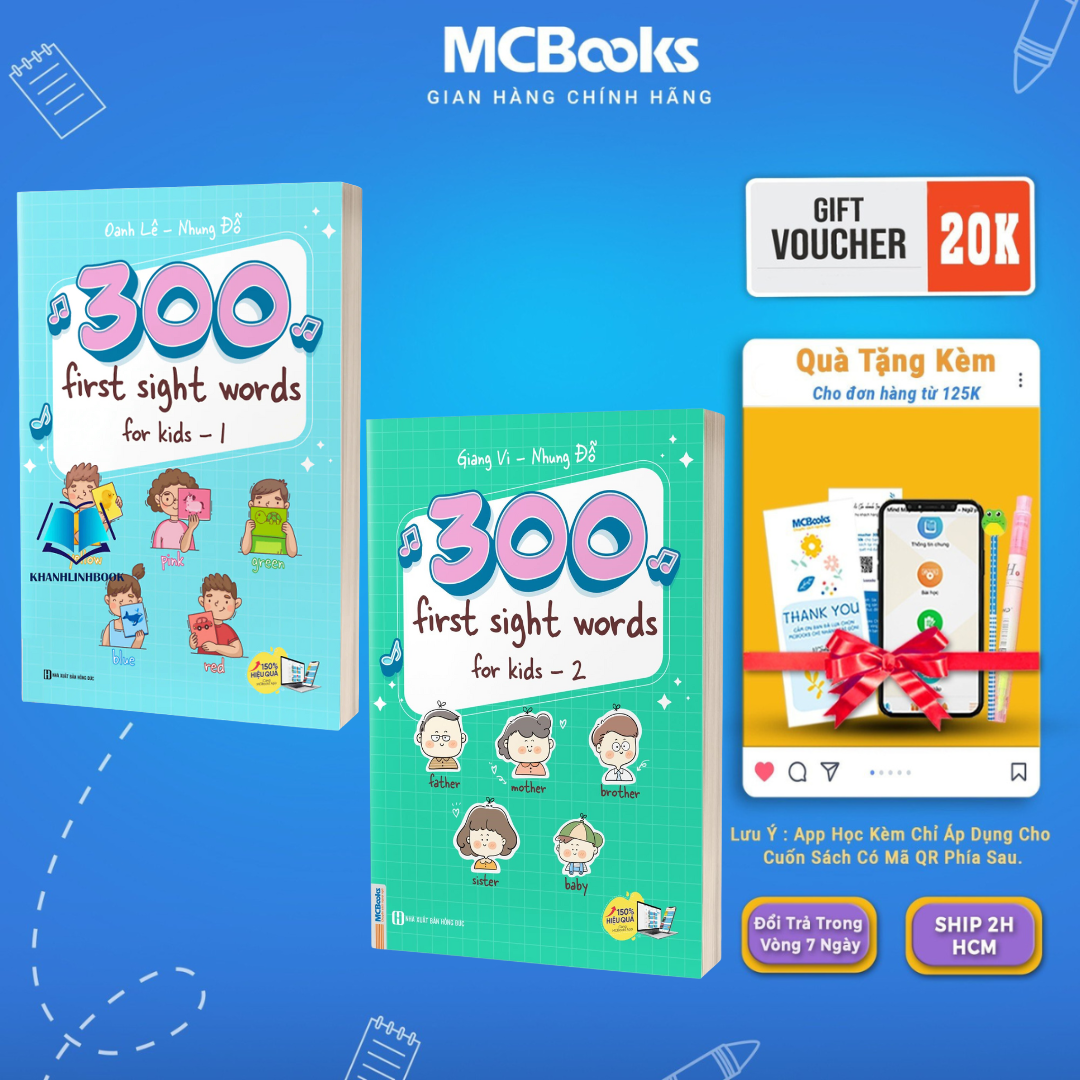 Sách - combo 300 first sight words for kid - mcbooks