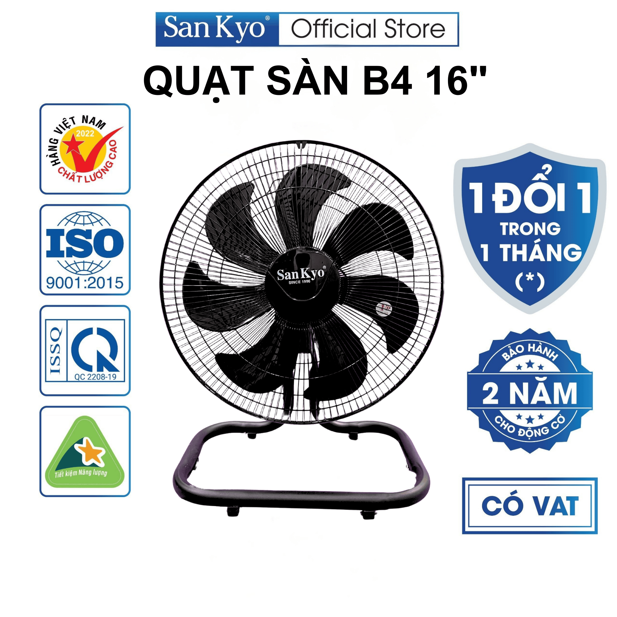 Quạt Sàn B4 SanKyo Chính Hãng Đường Kính 40cm Ba Tốc Độ Động Cơ Dây Đồng