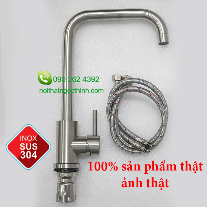 [SALE RẺ]Vòi rửa chén NÓNG LẠNH vuông fi24 SENTANO STN-402 inox 304 xoay 360 gắn vừa với mọi chậu rửa chén (tặng kèm dây cấp )
