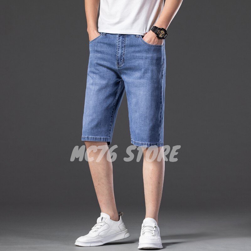 Quần short jeans nam đơn giản,chất jean cotton co giãn,form suông MC76