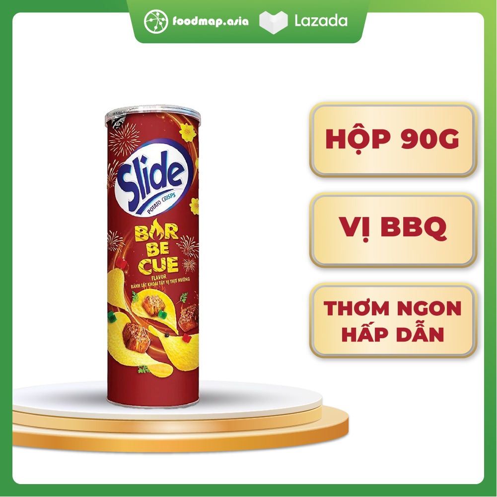Snack khoai tây slide - vị thịt nướng - kinh đô - lon 90g