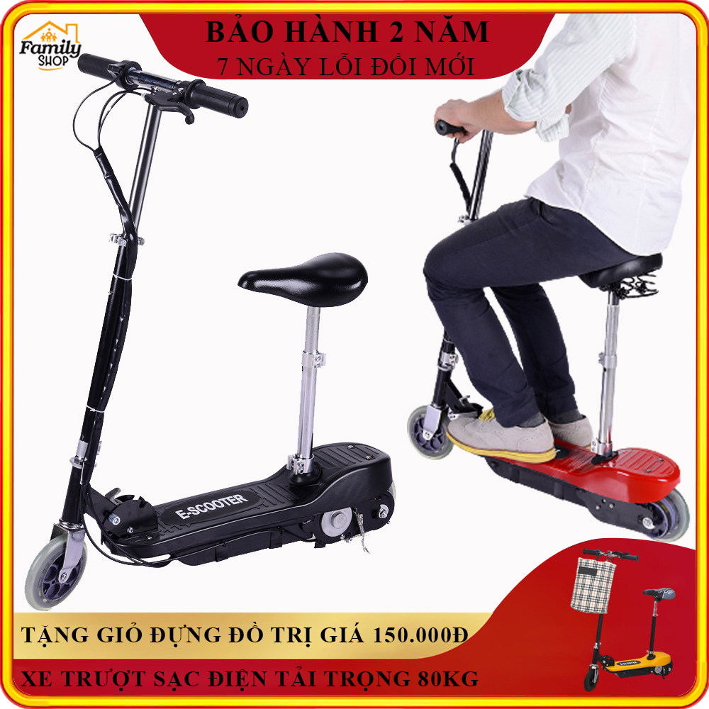 Xe điện mini E- SCOOTER phiên bản cao cấp gấp gọn, động cơ 120W, pin 4.5AH / 24V, tải trọng 80kg - TẶNG KÈM GIỎ ĐỰNG ĐỒ, BẢO HÀNH 2 NĂM, ĐỔI MỚI 1-1 TRONG 7 NGÀY NẾU CÓ LỖI