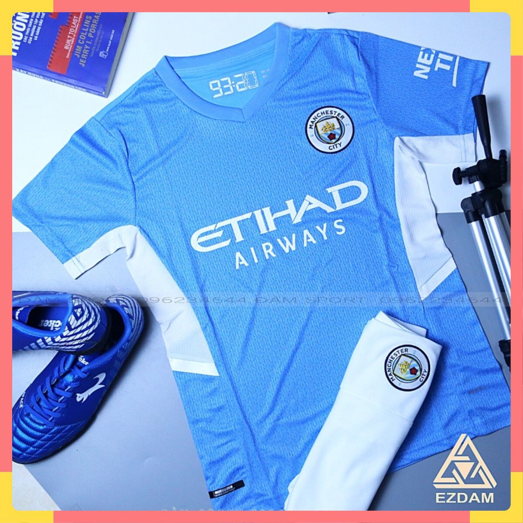 Áo Bóng Đá Man City Xanh Sân Nhà 2021, Áo Đá Banh Hàng Thái