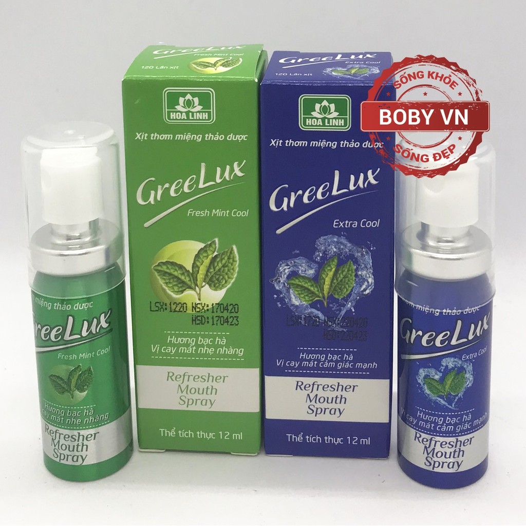 Xịt thơm miệng greelux xtra cool thảo dược 12ml | xanh lá
