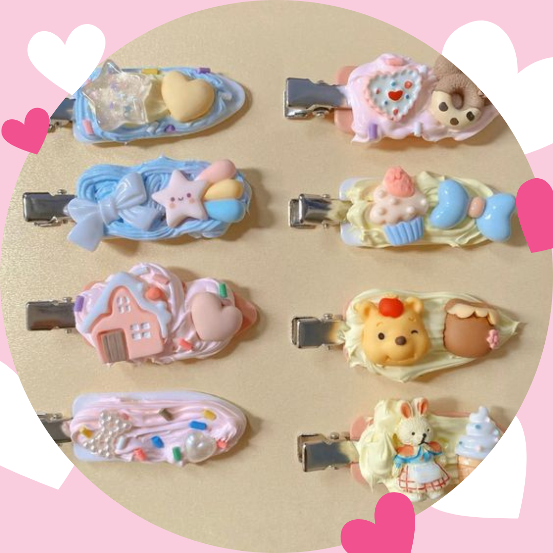Set kẹp tóc cặp tóc mỏ vịt tự làm bằng kem keo DIY Góc Handmade Của Mon