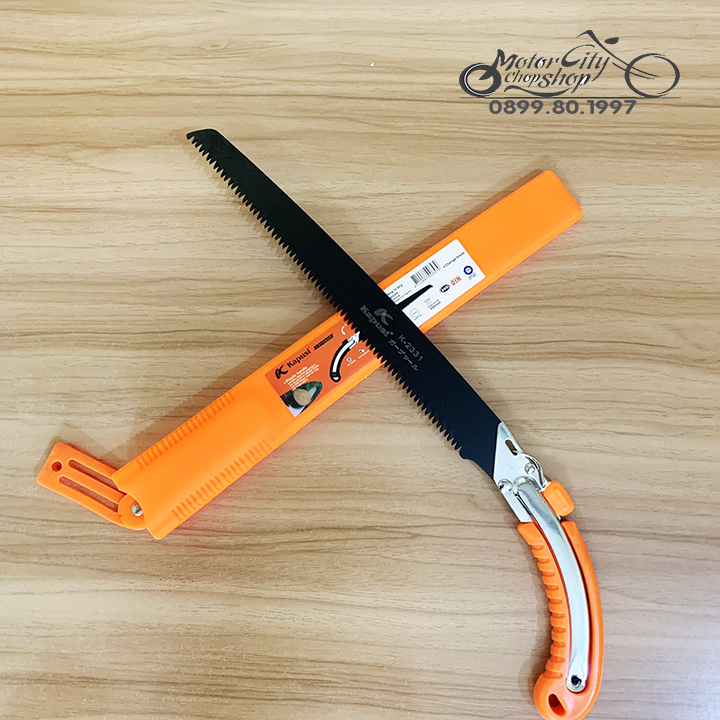 Cưa gỗ cầm tay, cưa cành lưỡi đen thép nhật kapusi 350mm - có bao đựng cưa k23321