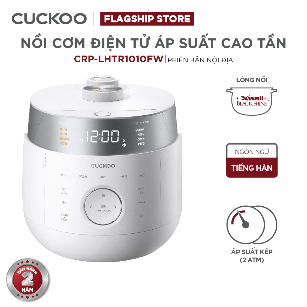 Nồi cơm điện tử áp suất  cao tần Cuckoo 1.8 lít CRP-LHTR1010FW/FB - Phiên bản Nội Địa - Áp suất kép - Nhiều chức năng nấu ăn - Sản xuất tại Hàn Quốc - Phiên bản Nội Địa - Hàng Chính Hãng