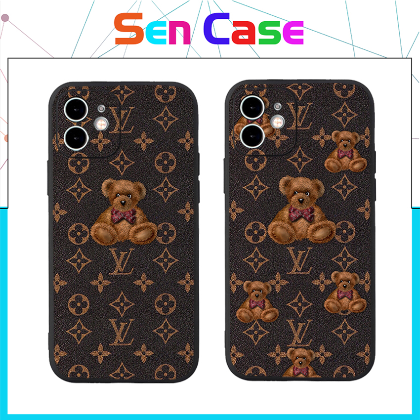 Ốp Lưng Iphone Cạnh Vuông Hình Gấu LV, BVC Cho Iphone6/6s/7/8/7plus/8plus/6plus/6splus/11/11pro//11promax- SV1- Sencase
