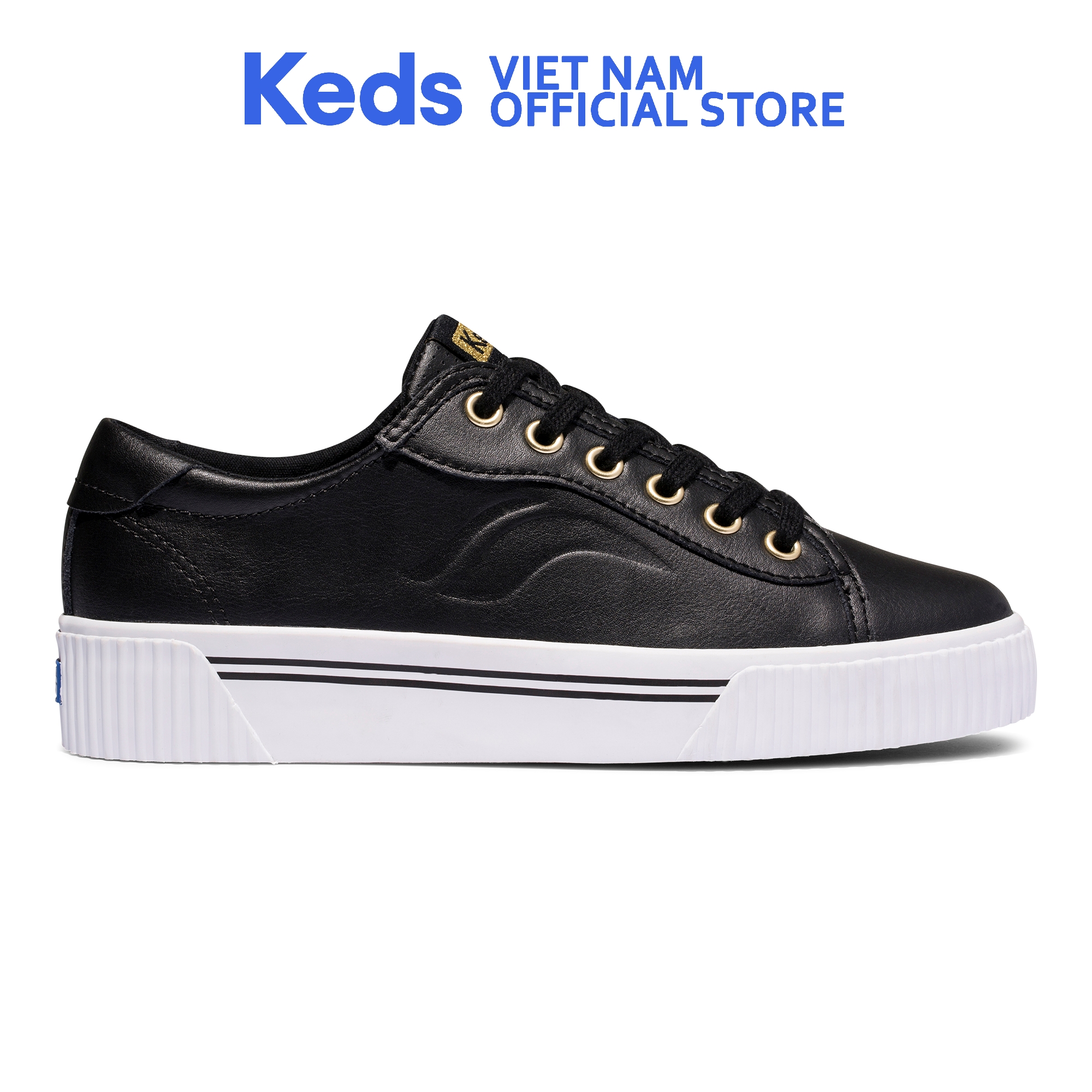 Giày Buộc Dây Keds Nữ- Crew Kick Alto Leather - Black/ White - KD064947/ KD064602