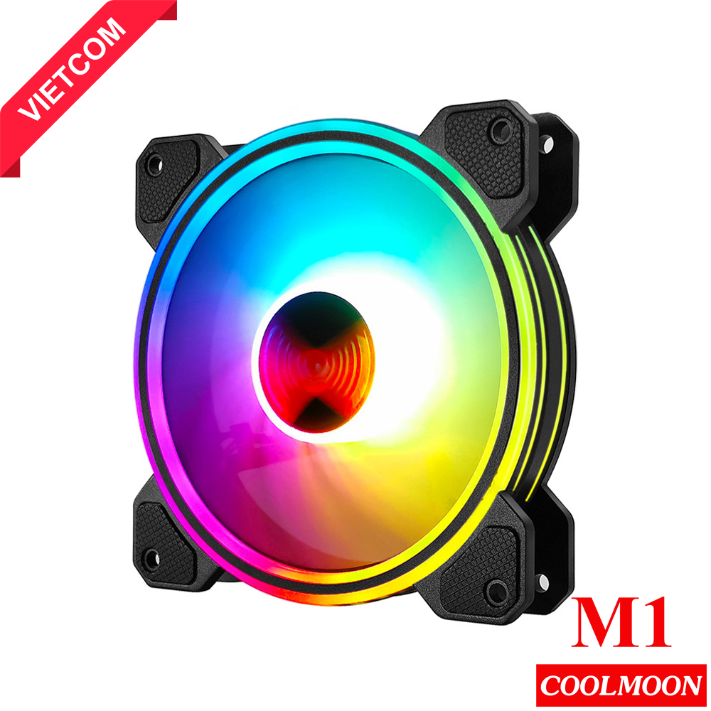 Quạt Tản Nhiệt, Fan Case Coolmoon M1 Thế hệ thứ 2 - Led RGB Rainbown 16 Triệu Màu, Hơn 366 Hiệu Ứng Ánh Sáng