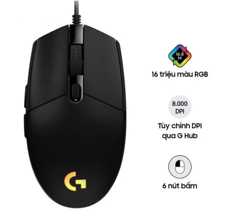 Chuột Gaming Logitech G102 Gen2 Lightsync Siêu Nhạy, Chuột G102 Có Đèn Led Đẹp Mắt