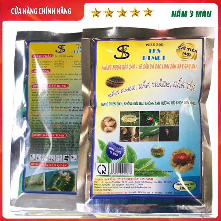 Chế phẩm Vi Sinh TKS-BTMET: NẤM 3 MÀU - Trừ Sâu Sinh Học - Gói 200gr