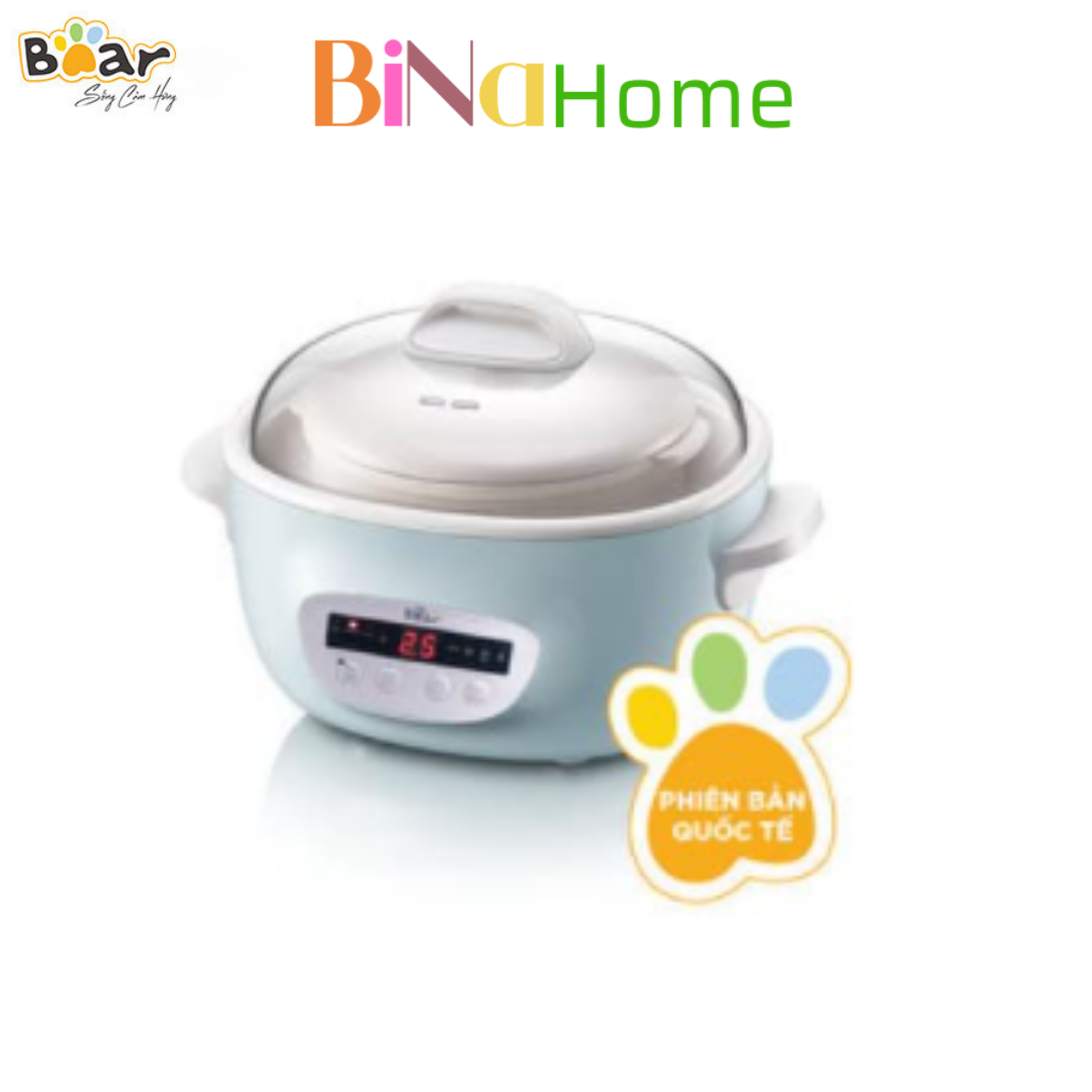 Nồi nấu chậm 2.5l bear ddz-c25e1 nấu cháo, chưng yến kèm xửng hấp đa năng binahome