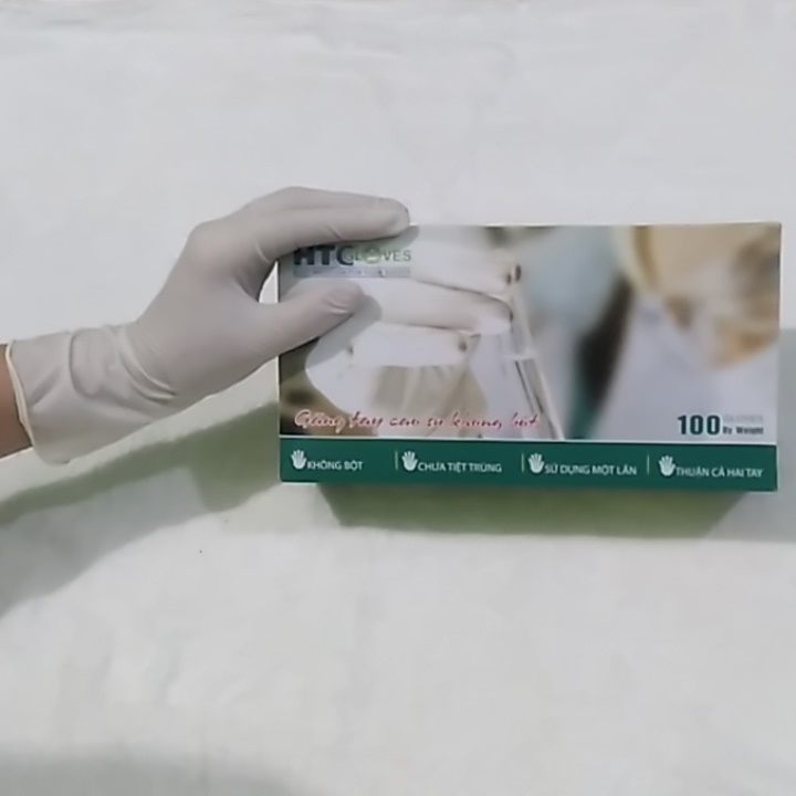 [HCM]Găng Tay - bao tay - Cao Su y tế  KHÔNG BỘT HTC hộp 100 cái màu cao su tự nhiên