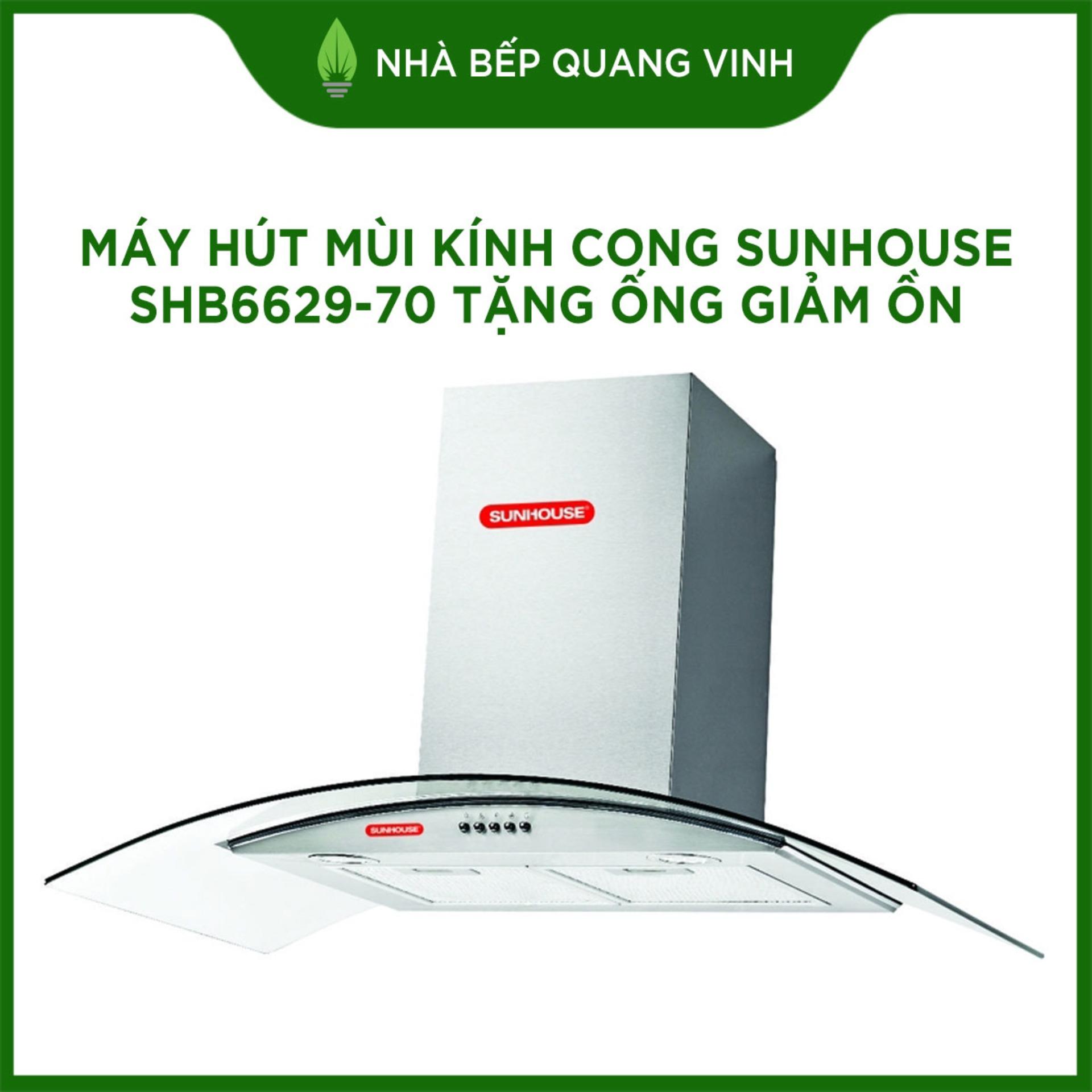 Máy hút mùi kính cong Sunhouse SHB6629-70 tặng ống giảm ồn, máy hút mùi hút khỏe, chạy êm-QUANG VINH