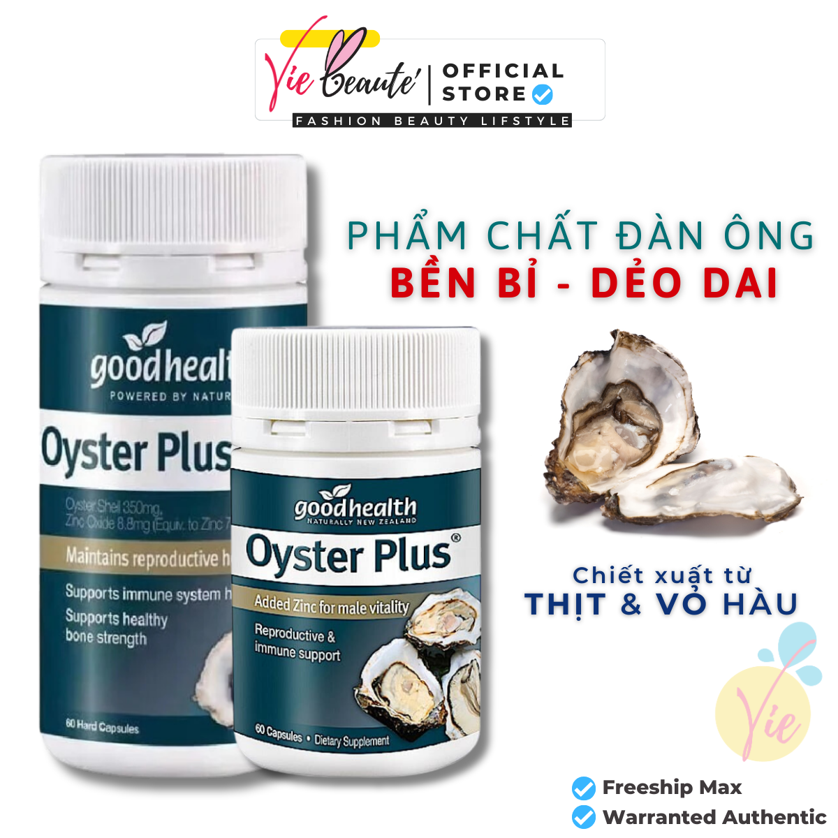 Viên uống tinh chất hàu Good Health Oyster Plus Zinc New Zealand tăng cường sinh lý nam giới hộp 60 viên