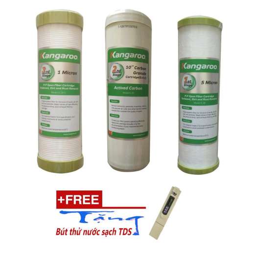 Lõi lọc kangaroo tặng bút thử nước- bộ 123 kangaroo-lõi lọc kangaroo chính hãng