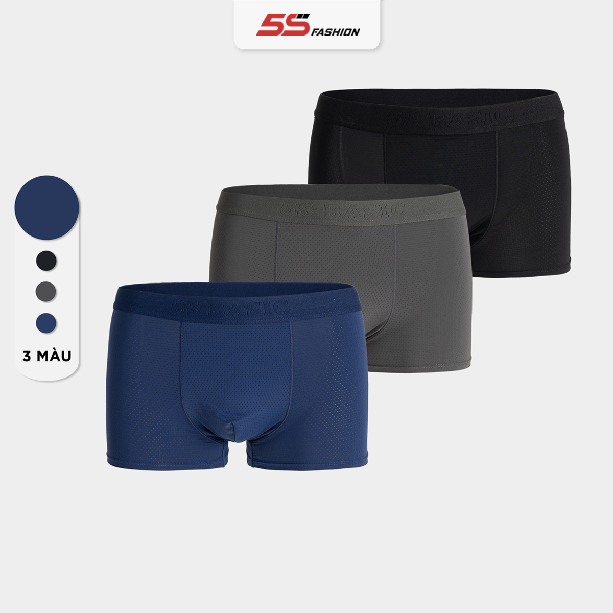 Combo 3 Quần Lót Nam Boxer 5S FASHION, Thiết Kế Thông Hơi Thoáng Khí, Thoải Mái (BOX22002)