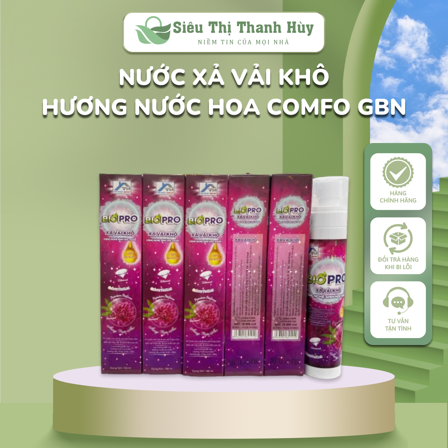Nước xả vải khô hương nước hoa Comfo GBN giúp làm mềm vải khử mùi hôi, lưu hương lâu