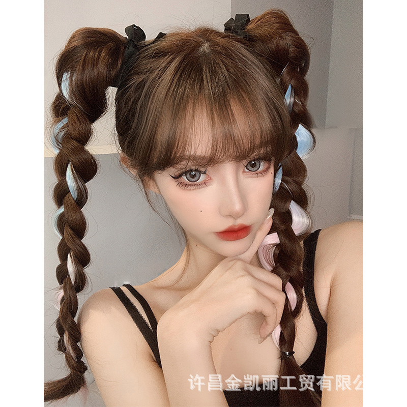 Tóc giả có thể chọn nhuộm đôi tóc đuôi ngựa, khi faiza tóc đuôi ngựa BangDai tóc kiểu tóc COS mềm em gái giả JK bím tóc đuôi ngựa