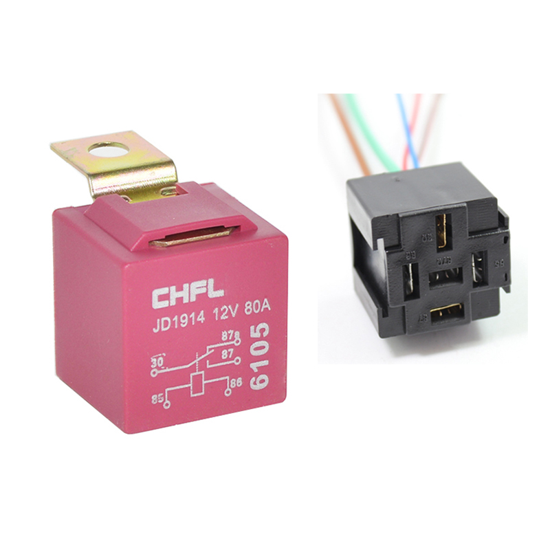 Relay 5 chân 12V 80A và chui cắm nhựa chống thấm nước NRL5