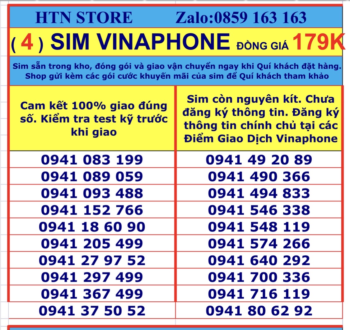 Sim vina số đẹp giá rẻ đồng giá 179k