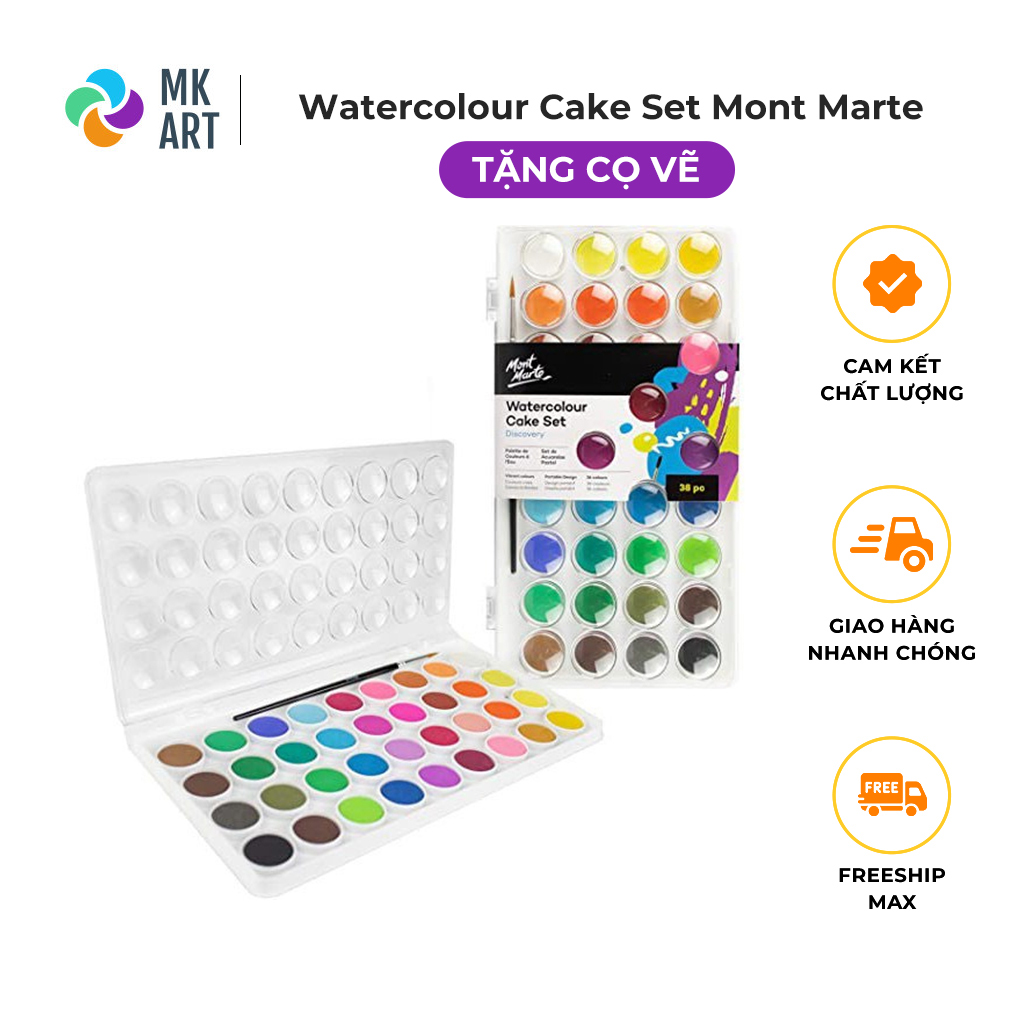 Bộ màu nước nén mont marte – tặng kèm cọ