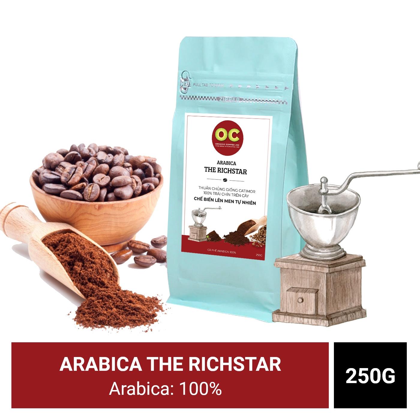 Arabica_ cà phê bột arabica rang vừa oc organic coffee 250g