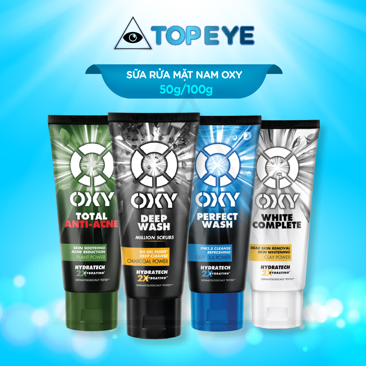 Kem sữa rửa mặt nam sạch sâu đa tác động 50g/100g oxy - sáng da - ngừa mụn - mờ thâm