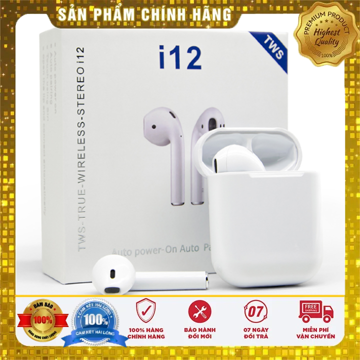 [HCM]Tai nghe Bluetooth không dây nhét tai kiêm sạc dự phòng i12 giá rẻ cho iphone 11 12 pro max 6 7 8 plus điện thoại samsung galaxy oppo realme xiaomi máy tính bảng và các loại điện thoại cũ giá rẻ dưới 1 triệu - TSShop