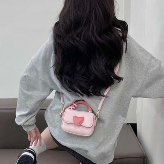 ✽ lj8.31 nucelle túi đeo chéo mini hình vuông màu hồng thời trang cho nữ