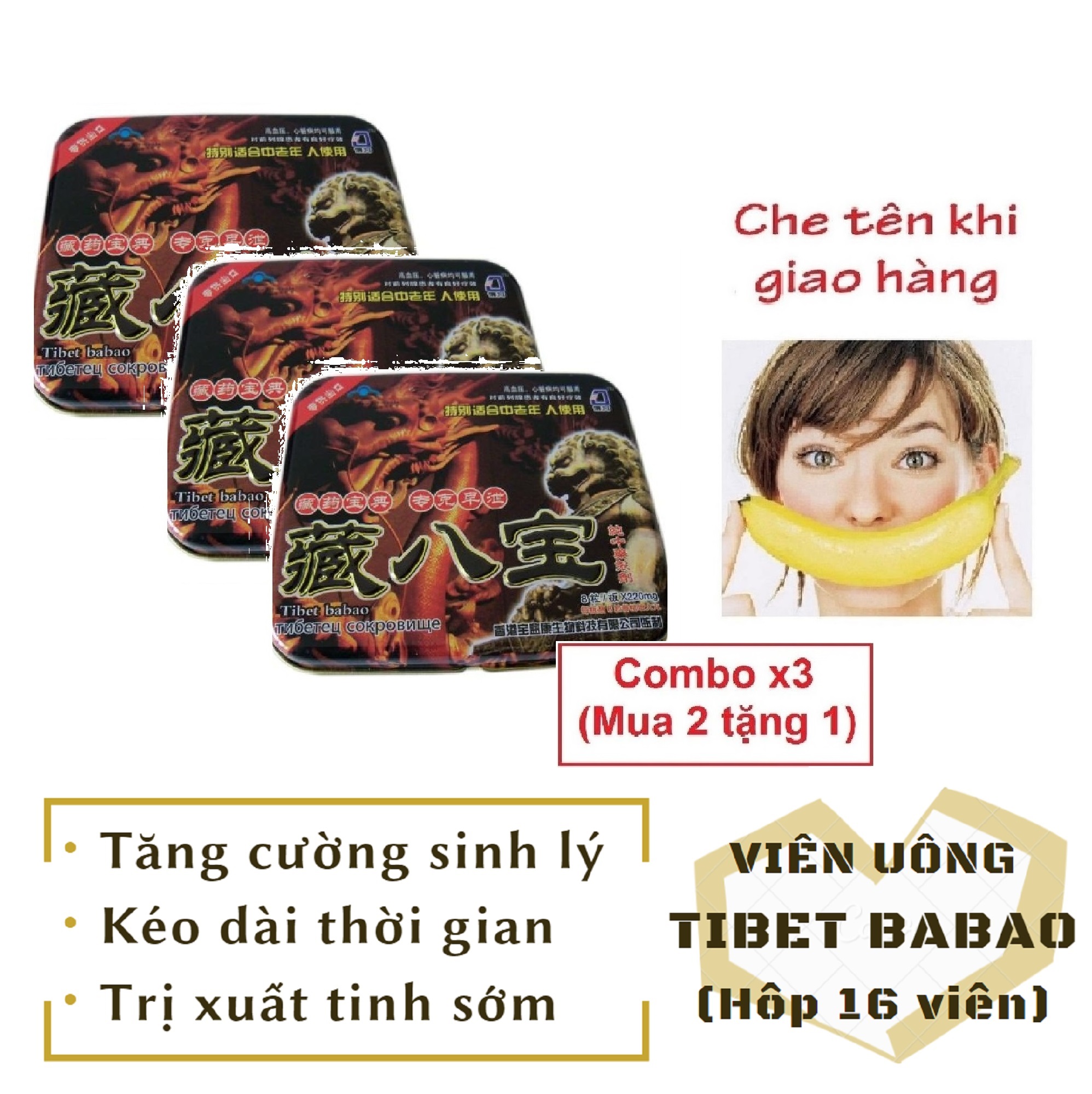 Combo x3 (Mua 2 tặng 1) Viên TIBET BABAO ( Rồng đỏ ) cao cấp tăng cường sinh lý nam mạnh mẽ (hộp 16 viên) - hàng chính hãng ( Tạng bát bửu ti bet ba bao tây tạng Tibabet )