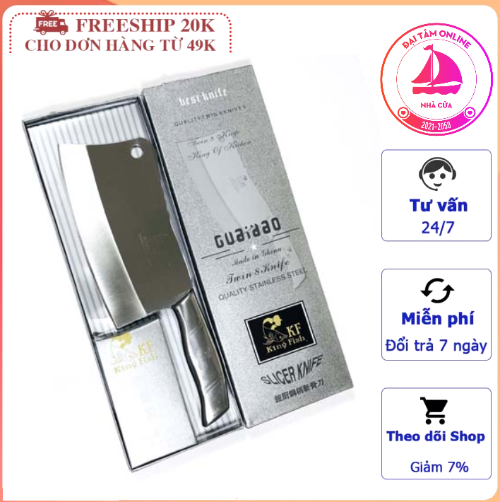 Dao chuyên chặt xương inox cán liền cực bén. Dao chặt xương - Gia dụng bếp