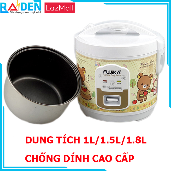 Nồi cơm điện 1L/1.5L/1.8L nắp gài FUJIKA lớp chống dính cao cấp bảo hành 12 tháng (giao họa tiết ngẫu nhiên)