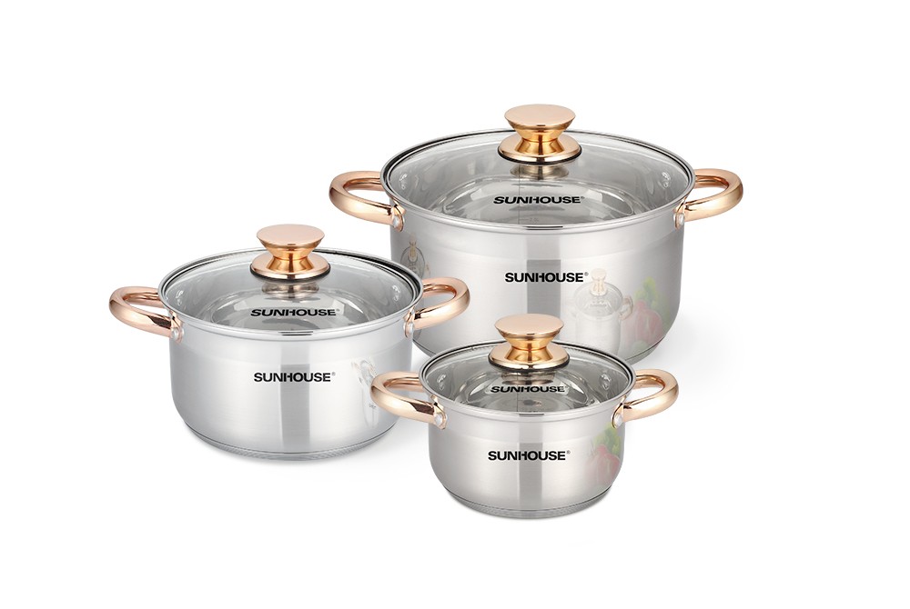 Bộ nồi inox 5 đáy sunhouse sh781- hàng chính hãng
